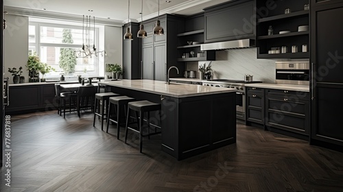 kitchen dark grey wood