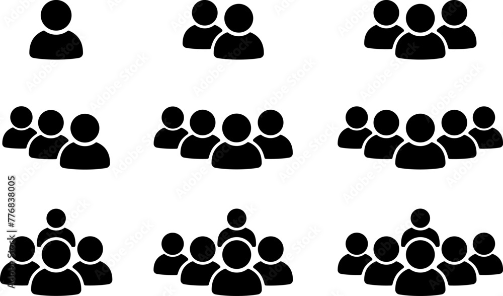 Fototapeta premium Set of flat icons of people as concept of leader of team or social group