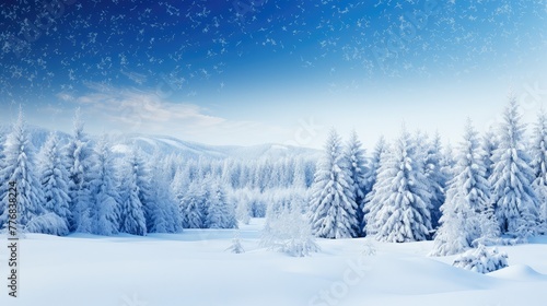 evergreen blue christmas background © vectorwin