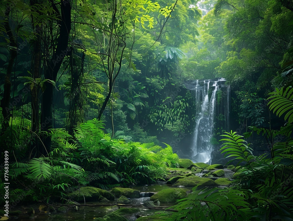 Waterfall in forest and jungle Waterfall in forest and jungle