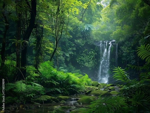 Waterfall in forest and jungle