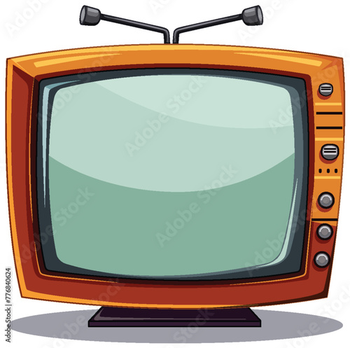 Colorful vector of a vintage TV with antenna