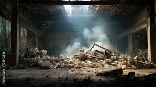 aftermath blurred demolition interior