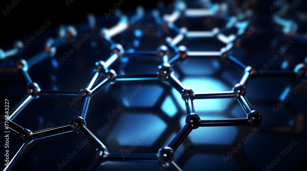 D Graphene Molecules Forming Futuristic Nanotechnology Background D Graphene Molecules Forming Futuristic Nanotechnology Background