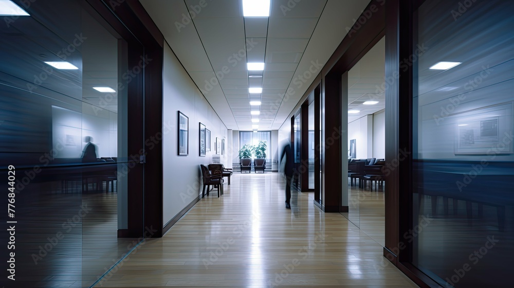 dimly blurred law office interior