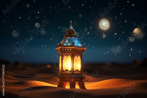 Eid mubarak and ramadan kareem greetings with islamic lantern and mosque. Eid al fitr background