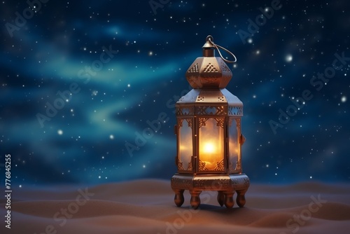 Eid mubarak and ramadan kareem greetings with islamic lantern and mosque. Eid al fitr background