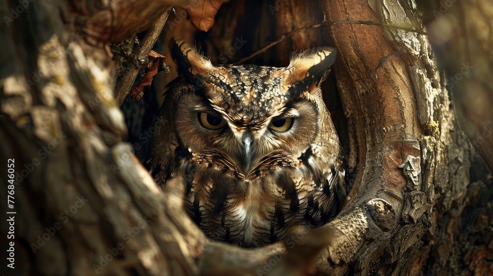 Portrait of Owl in a tree