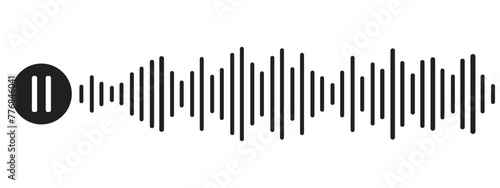 Sound wave decibel audio record simple voice message icon isolated on white background. Podcast player, music track