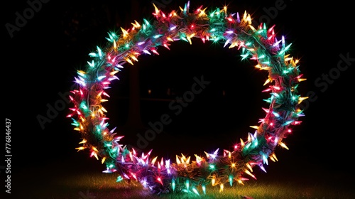 vibrant christmas lights in circle photo