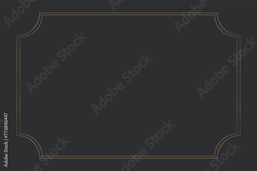 Golden elegant thin line frame on the dark background. Perfect border design for headline  text decor and sale banner. Vector