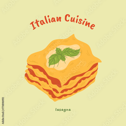 Vector illustration of Italian Lasagna.