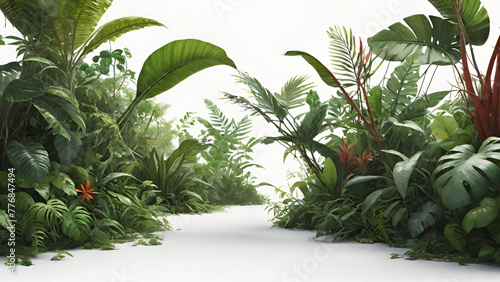 Tropical plants isolated on white