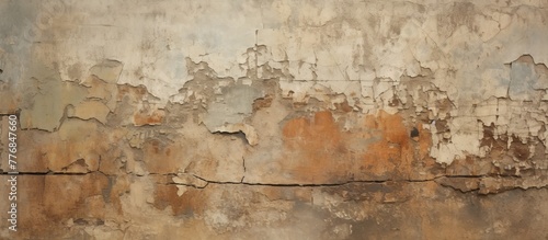 A close-up view of a weathered wall with paint peeling off, showing a fire hydrant nearby