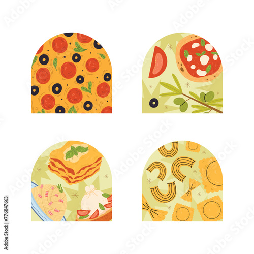 Vector Italian Cuisine labels collection