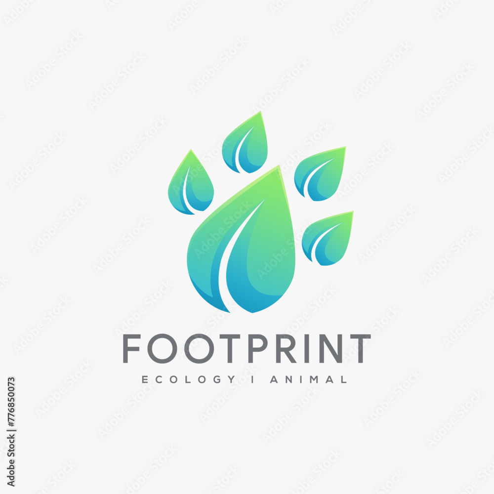 Abstract modern leaf footprint logo icon vector template on white background Abstract modern leaf footprint logo icon vector template on white background