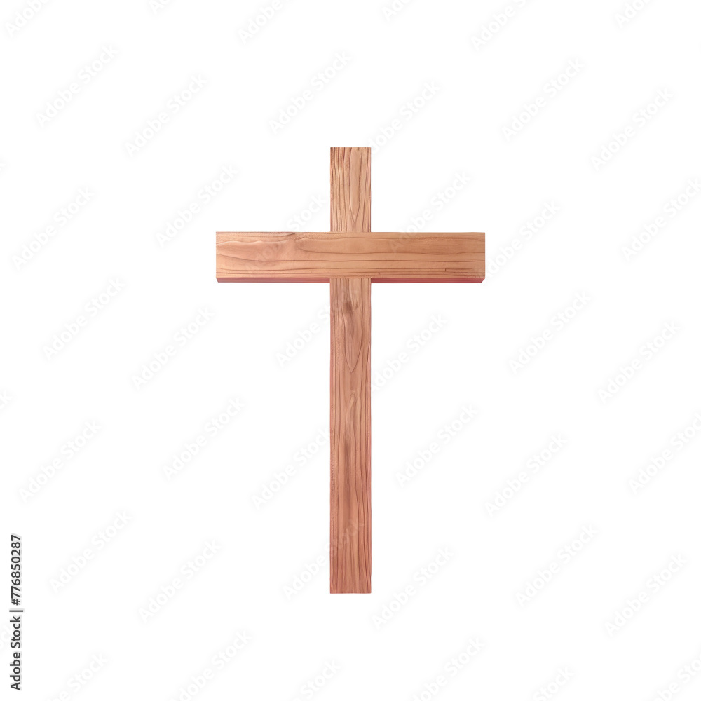 Wooden cross on a Transparent Background