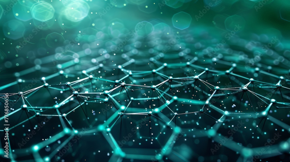Hexagonal network on green background, illustrating sustainable business Hexagonal network on green background, illustrating sustainable business