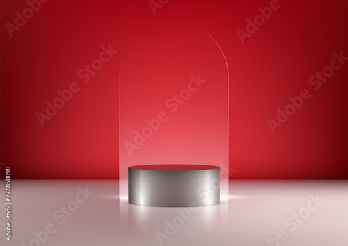 3D realistic silver metalli...