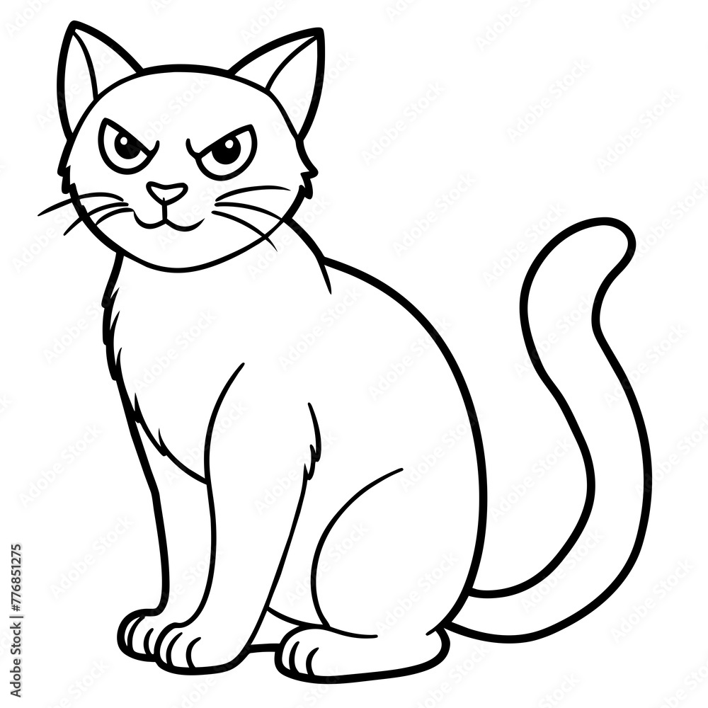 Angry Cat Sitting Vector Illustration Angry Cat Sitting Vector Illustration