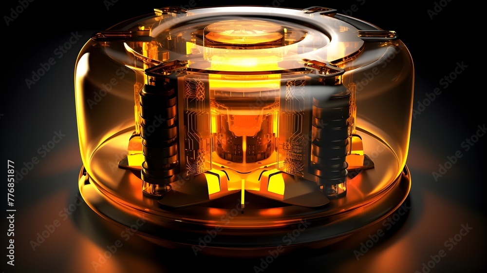 Glowing Futuristic Nuclear Reactor Core Showcasing Uranium and Plutonium Fission Advancements