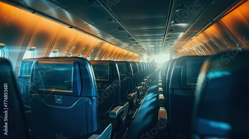 tray blurred aircraft interior photo