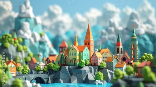 The low poly 3d village landscape plunged me into a surreal world