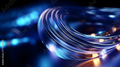 Luminous Fiber Optic Cables Transferring Data in a Futuristic Abstract Tech Background