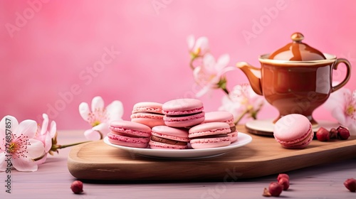 tray hibiscus tea pink background