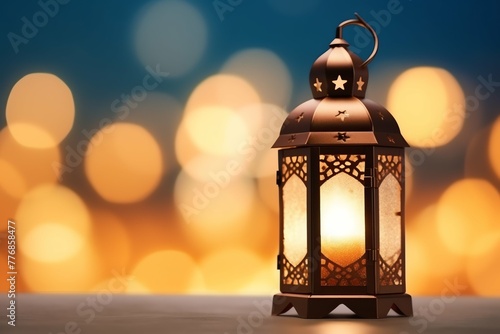 Eid mubarak and ramadan kareem greetings with islamic lantern and mosque. Eid al fitr background