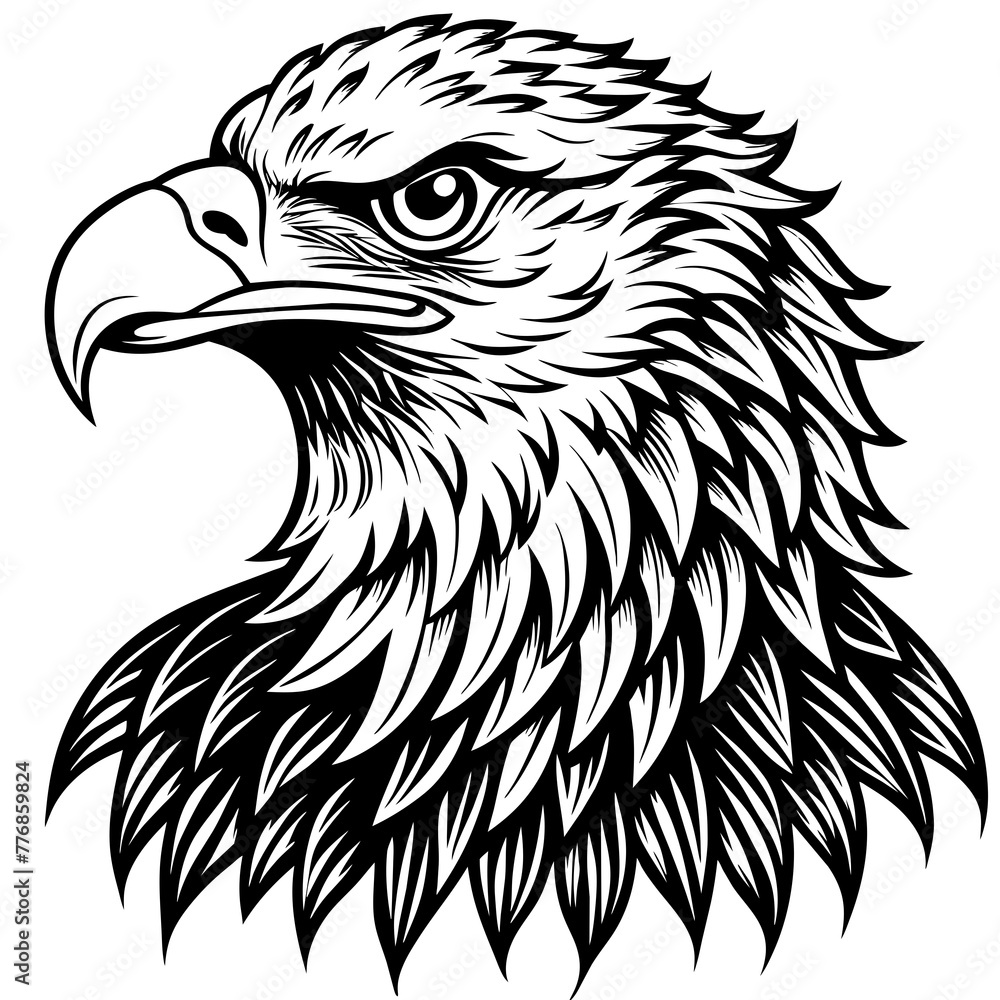 Obraz premium American eagle in flight Silhouette Graphics Vector Illustration, eagle Line Art,eagle Svg t shirts Design, Laser Cut File Cricut, Paper Cut and Printing, eagle face Svg, Easter For Kids Bundle