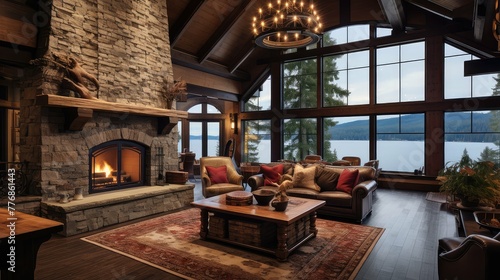 cozy lake home interior