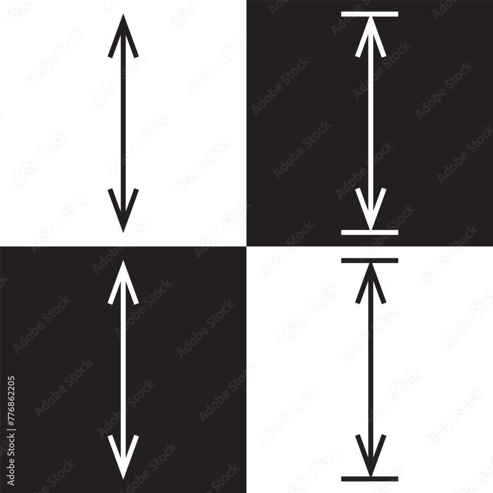 Adjustable height icon set. adjust length vector symbol. size adjustment arrow sign. Height logo concept. Adjustable height icon set. adjust length vector symbol. size adjustment arrow sign. Height logo concept.
