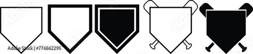 baseball home plate set in black, silhouette plate, Template Design. Playing. Home base. Sport Diamond, Crossed baseball. symbol for use on web and mobile apps, logo, media, on transparent background.