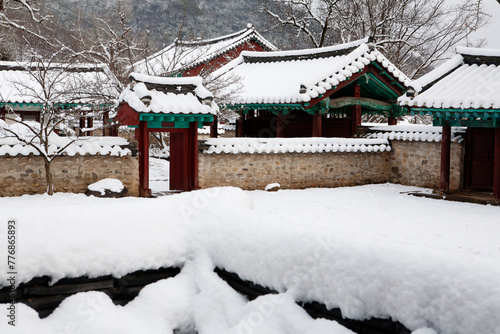 Hanok Village Snow Scenery