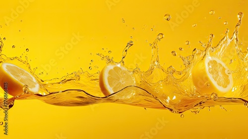 whimsical water splash yellow background