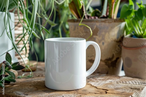 Eine weiße Tasse ohne Aufdruck  photo