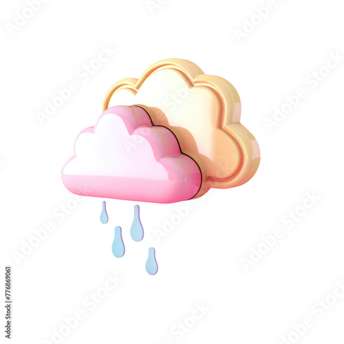 Cloud with raindrop and water drop