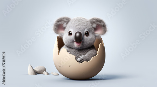 A cartoon of a baby koala sitting in an egg © Wonderful Studio
