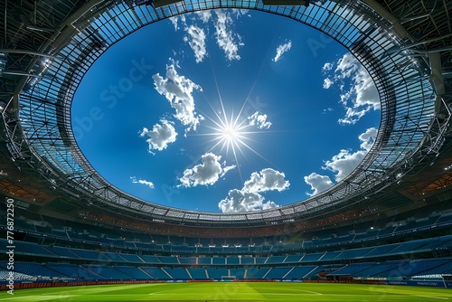 Dramatic and Majestic Soccer Stadium Showcasing Unique Architectural Design and Structural Brilliance
