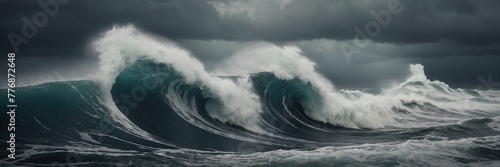 A huge tsunami wave will soon hit the shore photo
