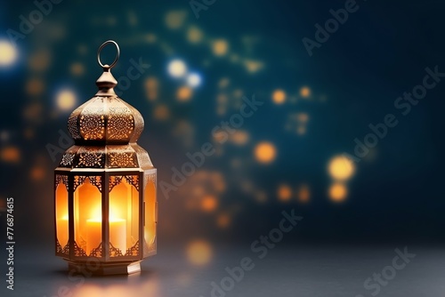 Eid mubarak and ramadan kareem greetings with islamic lantern and mosque. Eid al fitr background