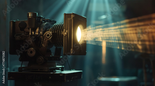 film projector on a dark background