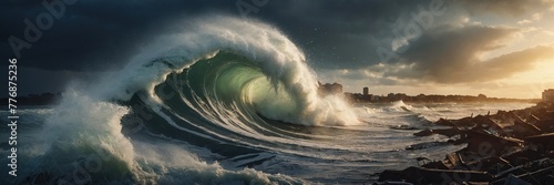 A huge tsunami wave will soon hit the shore