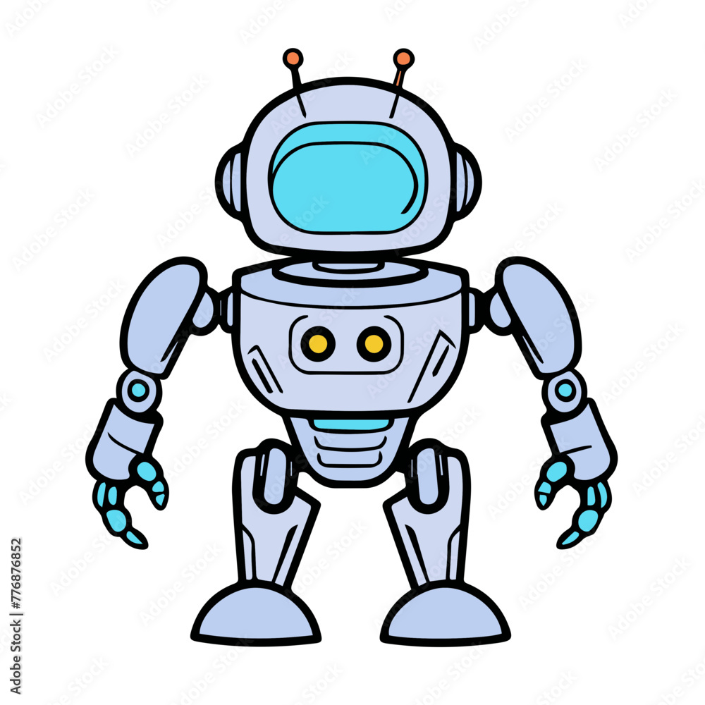 robot  Outline color vector icon design illustration