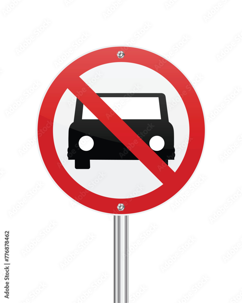 NO CAR or NO PARKING traffic sign on white NO CAR or NO PARKING traffic sign on white