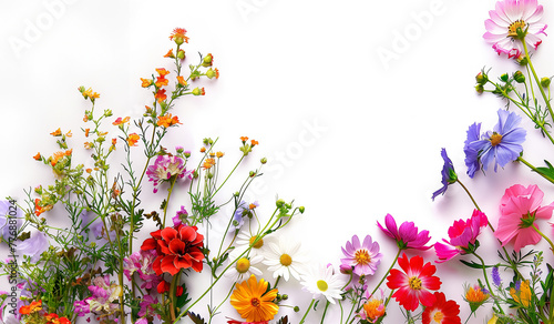 Blumen auf weissen Hintergrund, Geschenkkarte, Hinweisschild, KI generiert