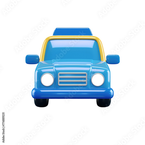 Blue toy truck close up with yellow bumper photo