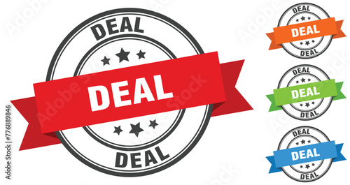 deal stamp. round band sign set. label