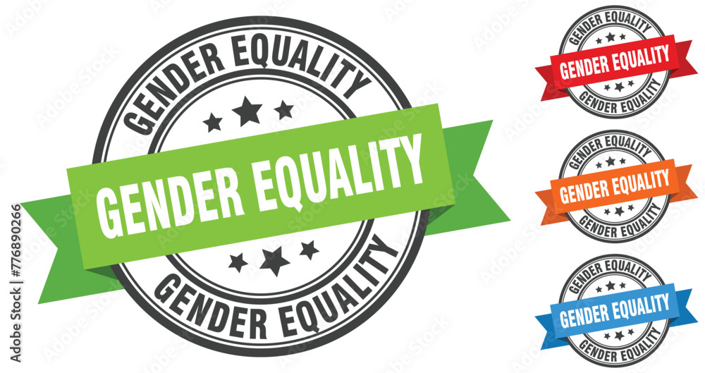gender equality stamp. round band sign set. label